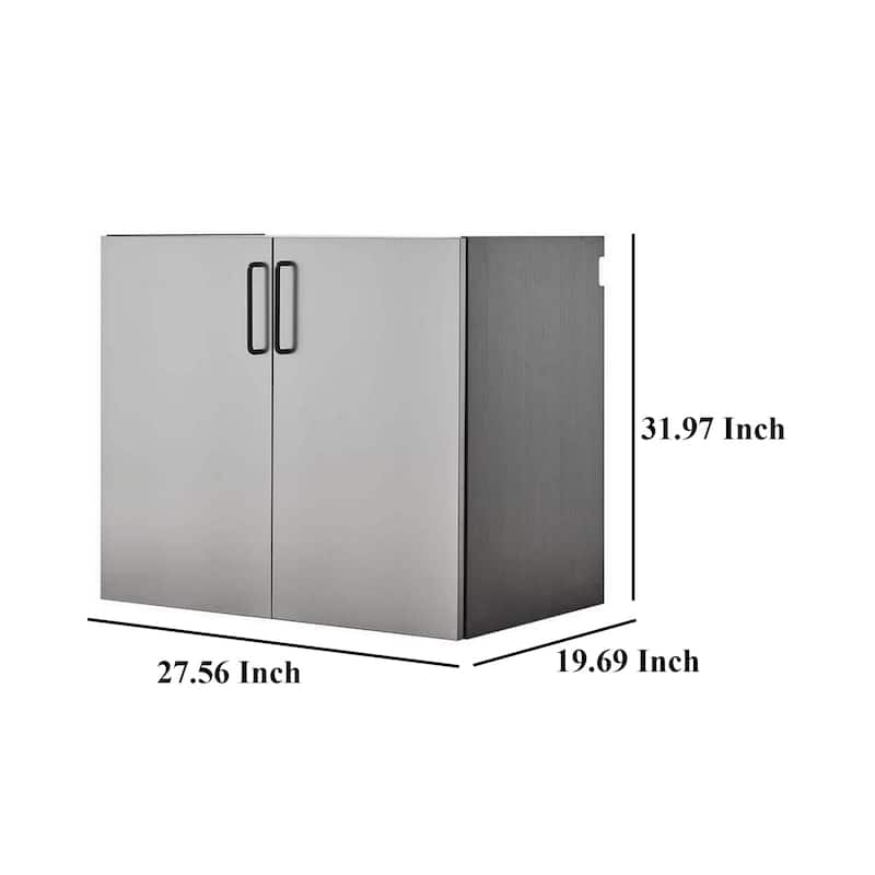 Asti Garage Wall Storage Cabinet, 32 Inch, 2 Doors, Gray Metallic