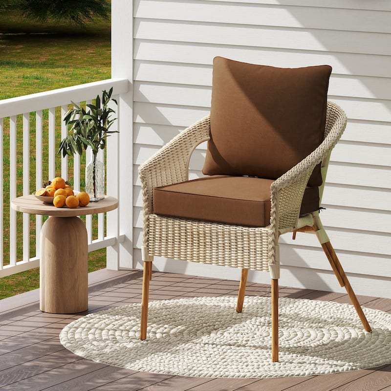 Gymax Deep Seat Chair Cushion Pads Set Indoor/Outdoor w/ Rope Belts