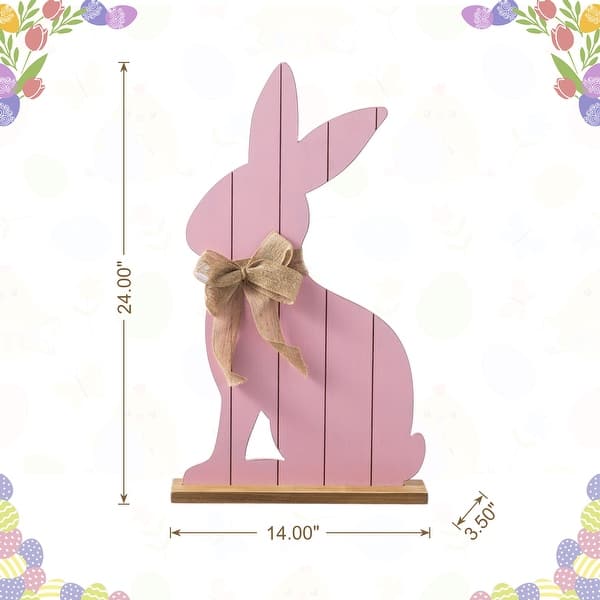 dimension image slide 0 of 8, Glitzhome Easter Wooden Bunny Porch Decor Standing Rabbit Sign Decoration
