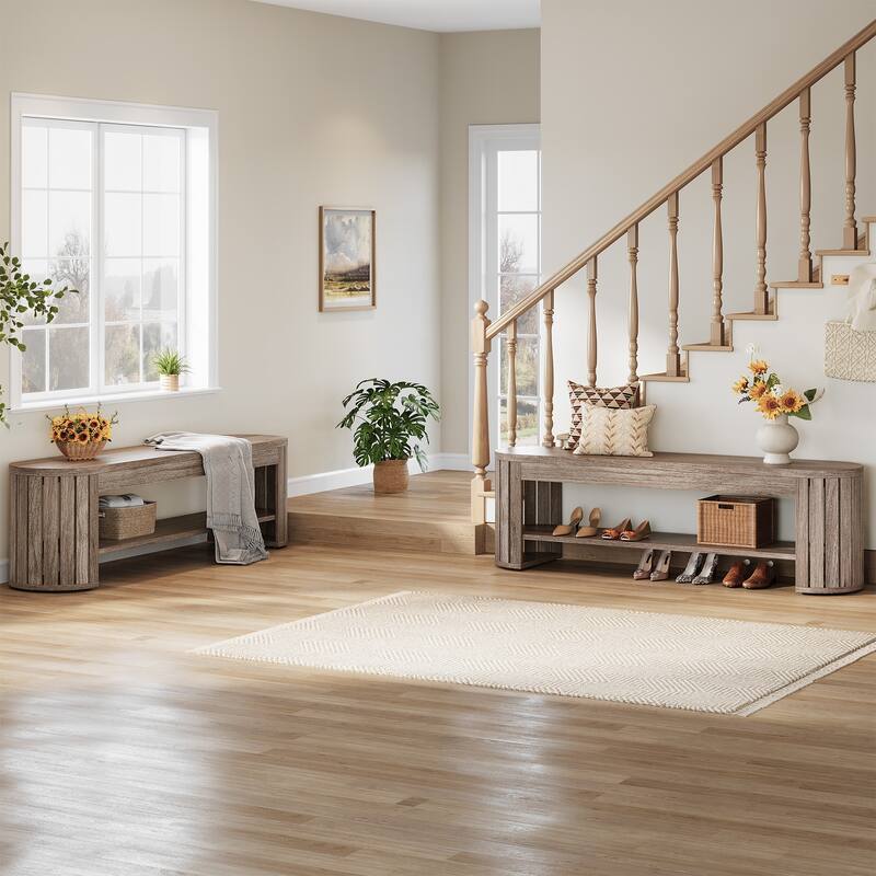 Wood Entryway Shoe Bench, Shoe Storage Bench, Bedroom Entrance Living Room End of Bed Stool Accent Bench