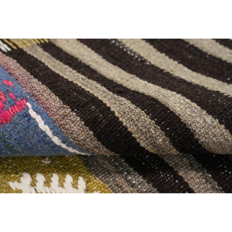 Hand Woven Oriental 100% Wool Carpet Southwestern Tribal Multi-Colored Kilim Area Rug - 10' 2'' X 6' 6''
