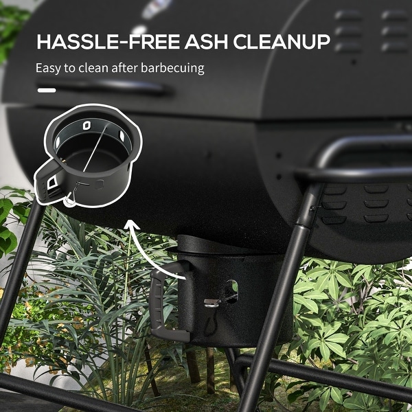 Outsunny Barrel Charcoal BBQ Grill with 420 sq.in. Cooking