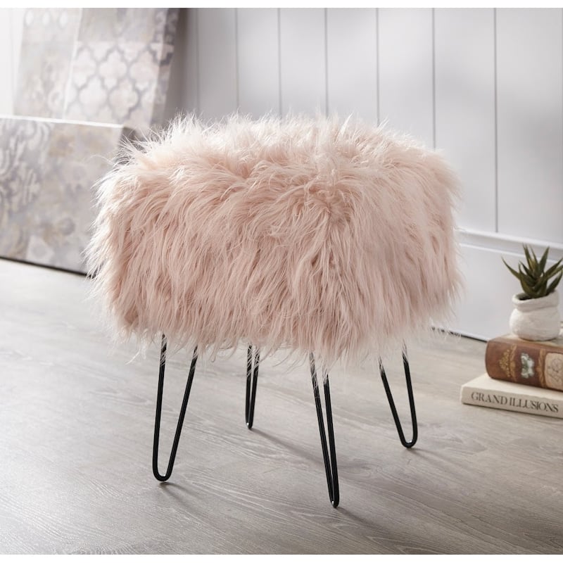 Simple Living Miranda Square Stool - Blush Pink