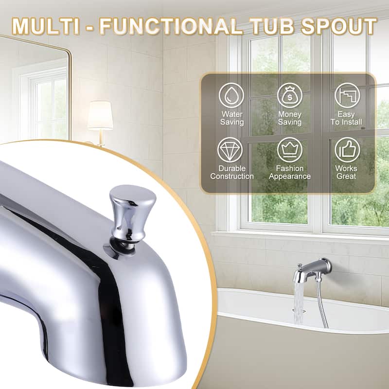 WOWOW Integrated Diverter Bathtub Spout with Showerhead Connection