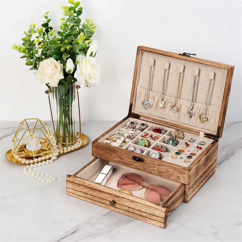 Jewelry Box for Women - 7"D x 10"W x 4.8"H