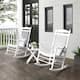 VEIKOUS 3-Piece Wooden Outdoor Rocking Chair Set with Foldable Side Table - White