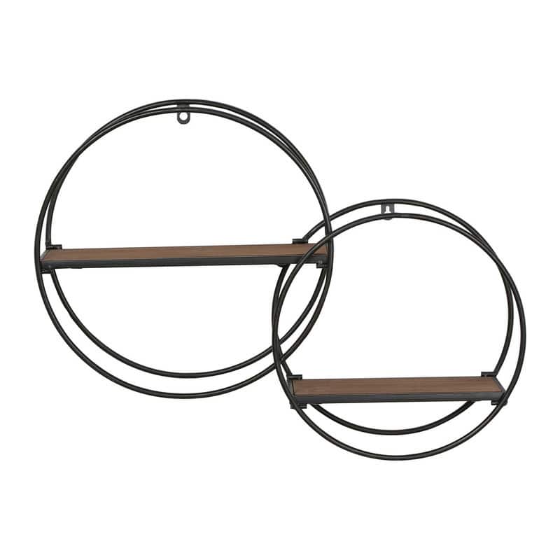 Isabella Round Wood-Metal Modern Wall Shelf - 17.25"H x 23"W x 5.5"D