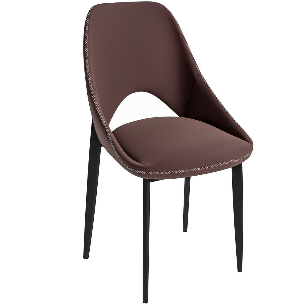 Amalfi Mid-Century Modern Fabric Upholstered Dining Side Chair with Open Back & Metal Legs for Kitchen, Dining Room, Living Room