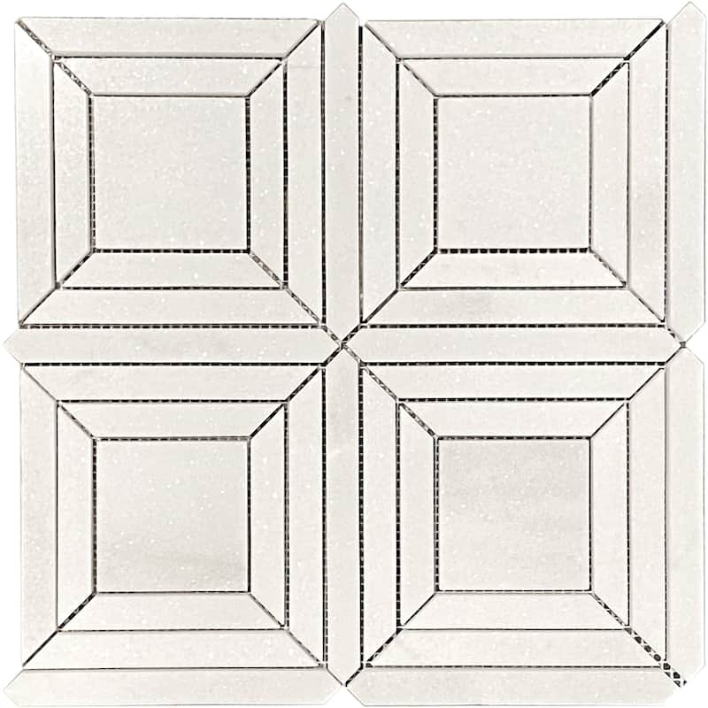 Thassos Marble Avec Water Jet Polished Mosaic Tile - 5 Sheets (5.20 sf) - Glossy - White