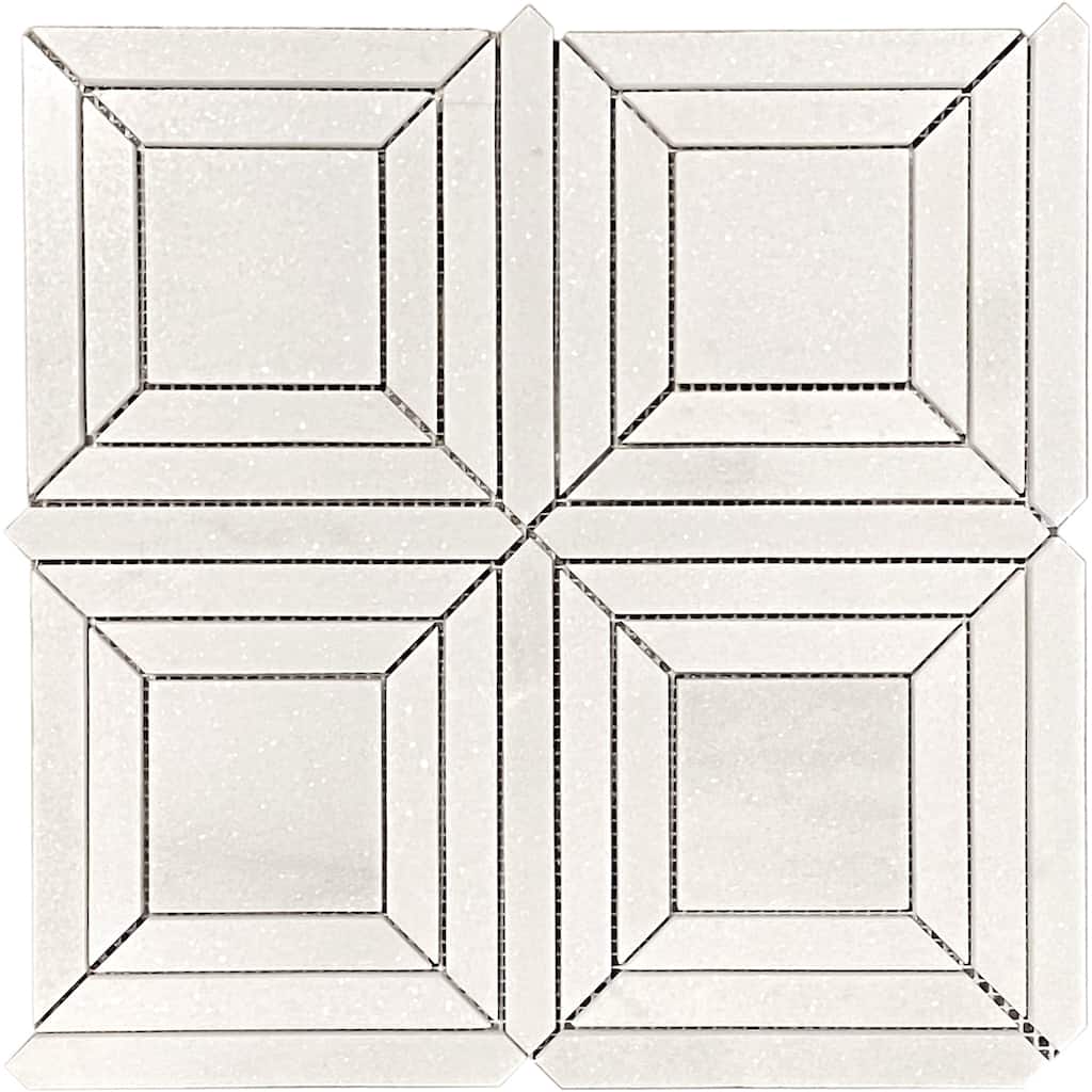 Thassos Marble Avec Water Jet Polished Mosaic Tile