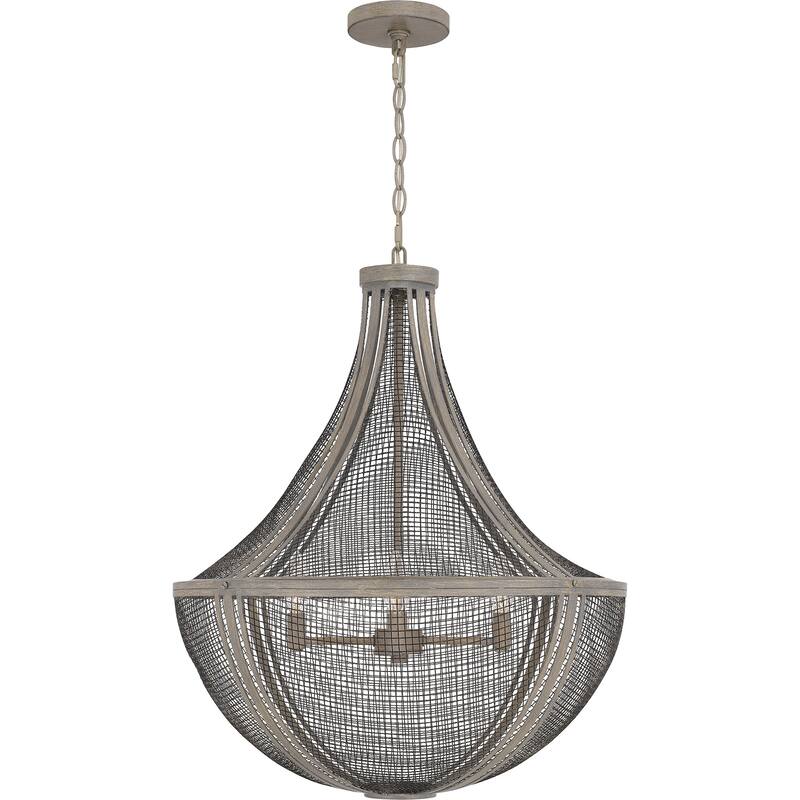 Hallie 4-Light Distressed Grey Wood Pendant Light