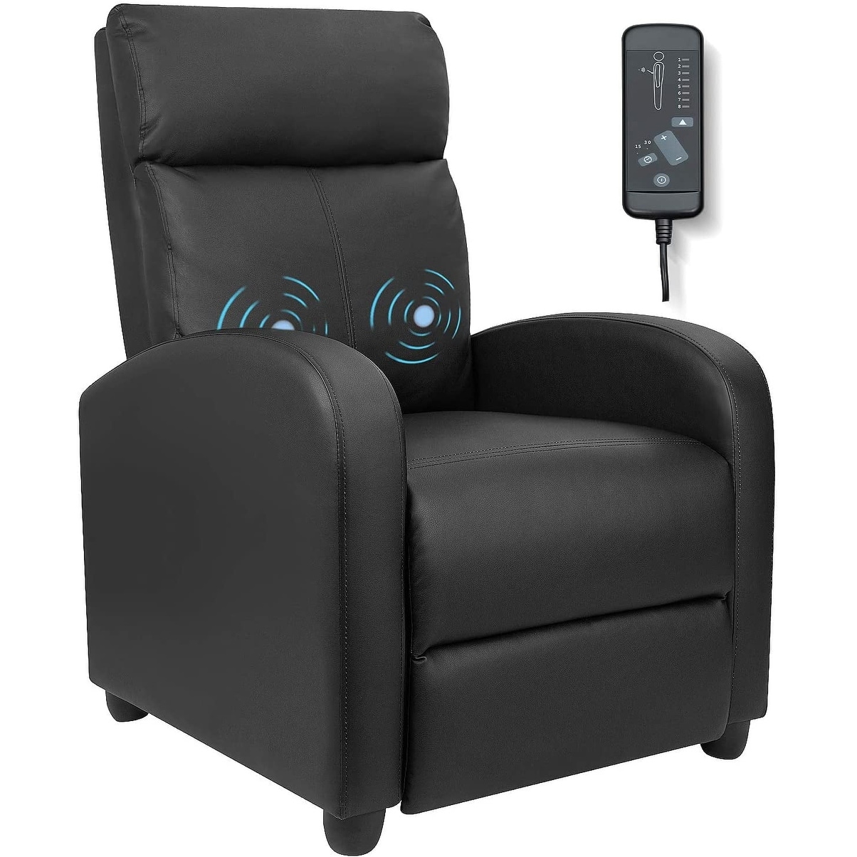 Massage Home Theater Recliner Chair with PU Leather, Adjustable Footrest, 8 Vibration Modes, 250lb Capacity