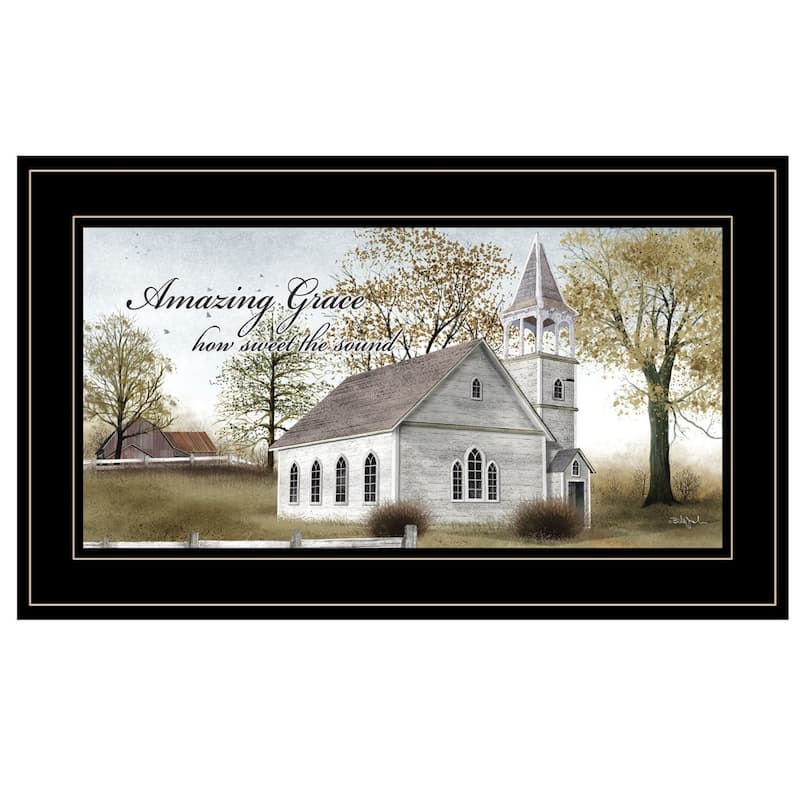 TrendyDecor4U Farmhouse "Amazing Grace" Framed Print Wall Art by Billy Jacobs - Earthtone