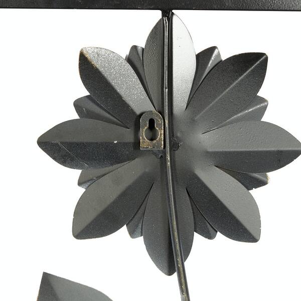 Gray Metal Floral Home Wall Decor with Black Frame (Set of 2) On Sale
