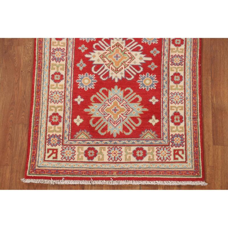 Red Kazak Accent Rug Hand-Knotted Wool Carpet - 2'8" x 3'10"