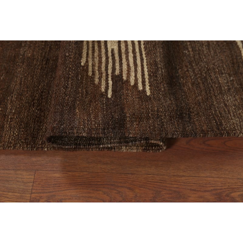 Reversible Nomadic Kilim Persian Area Rug Hand-Knotted Wool Carpet - 5'5"x 7'11"