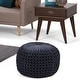 preview thumbnail 1 of 39, WYNDENHALL Vanessa Round Pouf in Velvet Fabric Navy