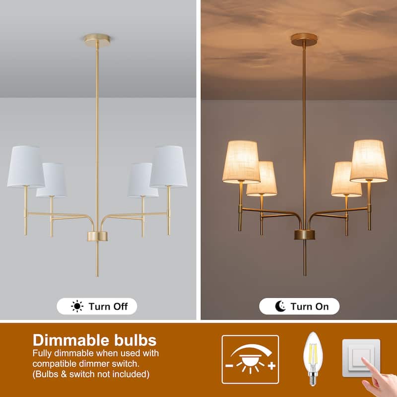 Starsky Transitional & Modern Chandelier with White Fabric Shades