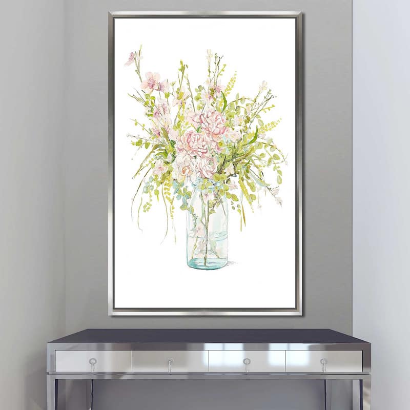 "Flowers in Glass Vase" Print on Floating Canvas