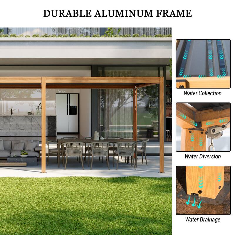 Louvered Pergola 10X20FT, Aluminum Pergola with Adjustable Roof