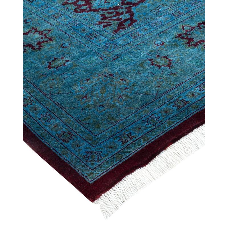 Overton Handknotted Wool Vintage Inspired Contemporary Overdyed Red Area Rug - 14' 3" x 8' 2"