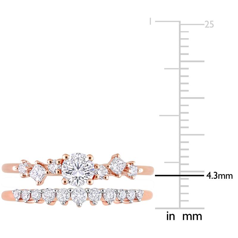 Miadora 3/4ct TDW Multi-Shape Diamonds Bridal Ring Set in 14k Rose Gold