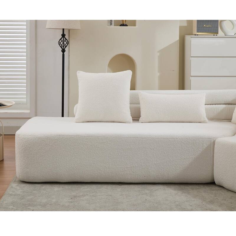 128" Polyester Modular Sectional Sofa, Boucle Fabric
