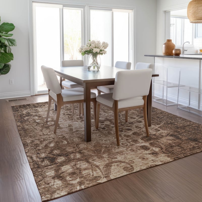 Machine Washable Indoor/ Outdoor Chantille Abstract Modern Rug