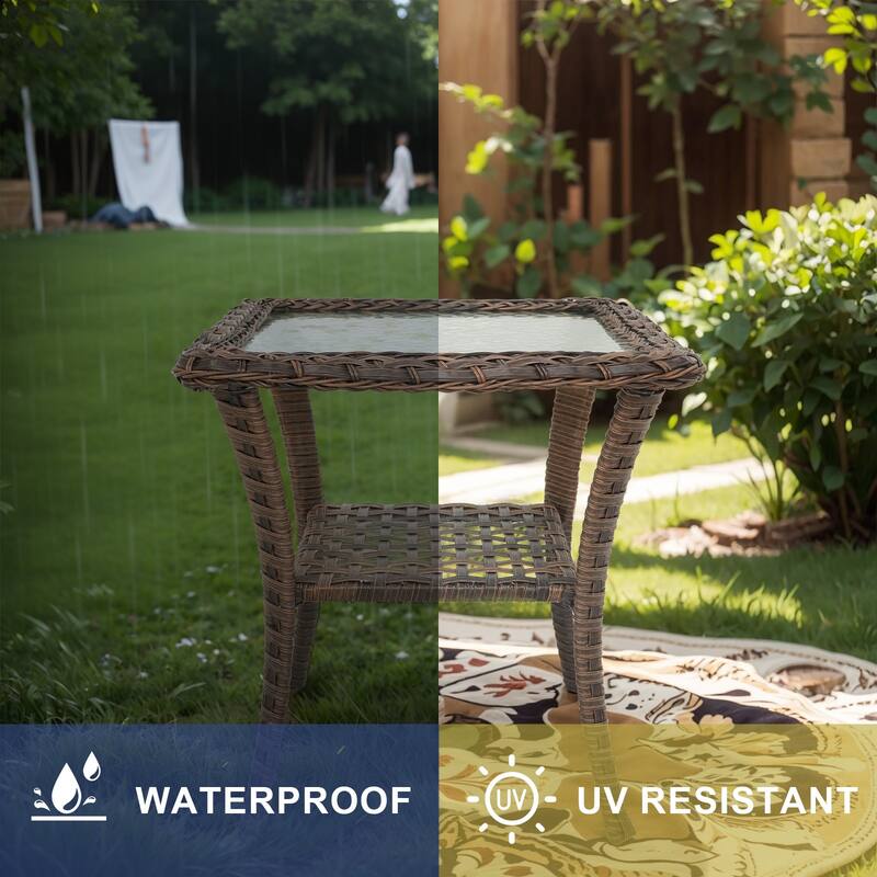 Outdoor Wicker Side Table Patio Side Tables for Outside