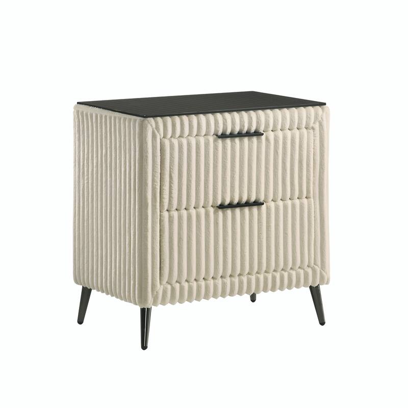 Corduroy Nightstand - Upholstered w/ 2 Drawers