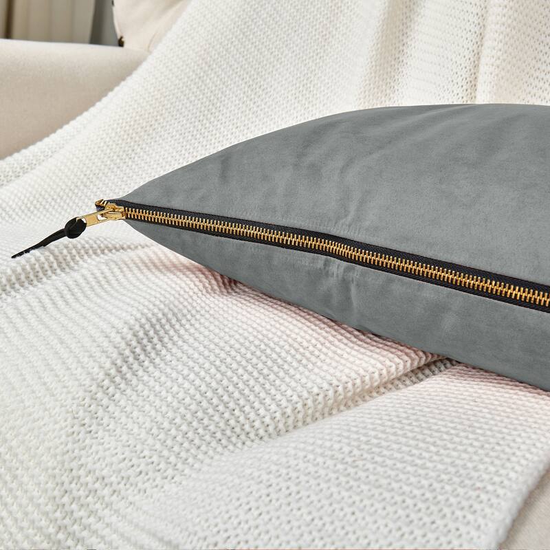 Suede 2 Piece Pillow Shell Set with Big Zipper, NO INSERT