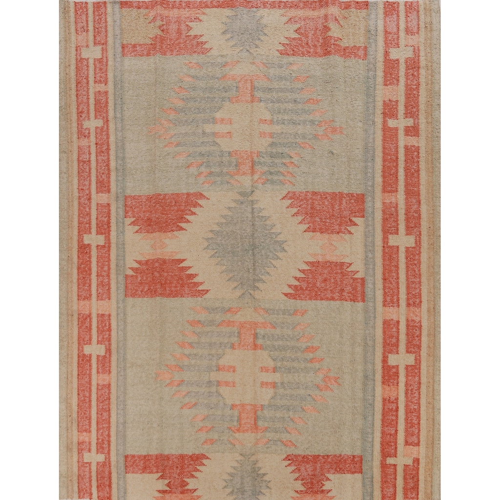 Hand Woven Oriental 100% Jute Carpet Southwestern Modern Multi-Colored Kilim Area Rug - 10' 0'' X 8' 5''