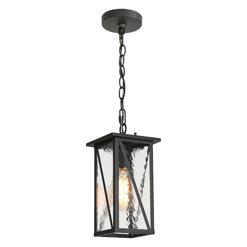 Modern Farmhouse Black 1-Light Outdoor Wall Sconces Glass Post Pendant Lights