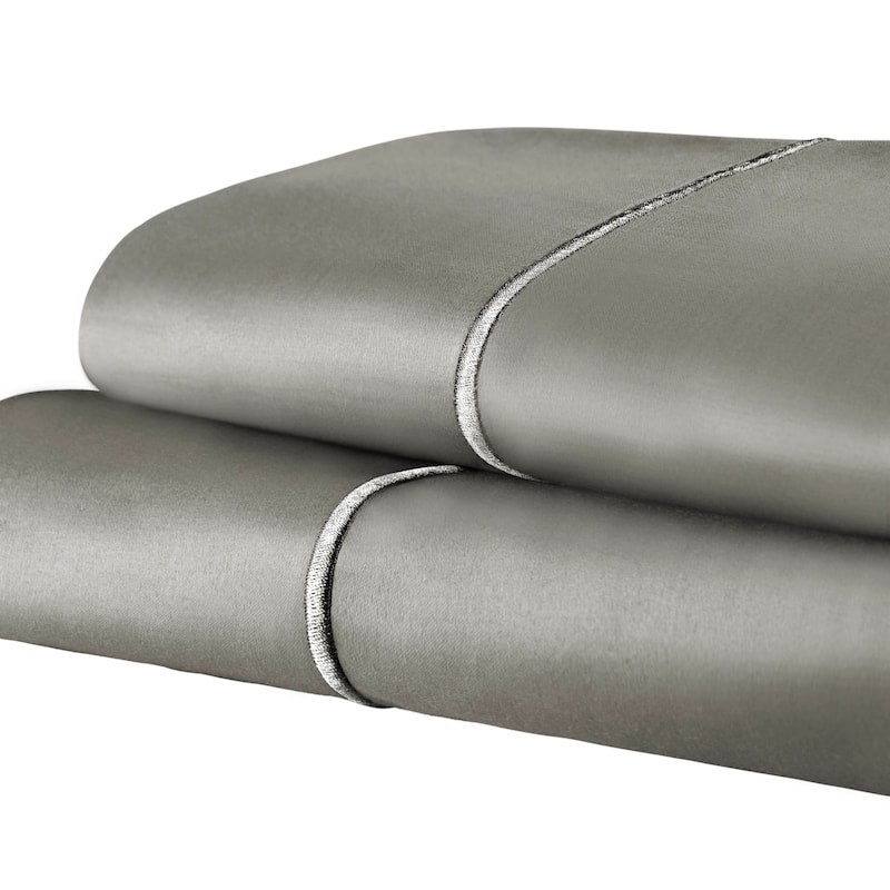 Cotton 1500 Thread Count Solid Pillowcase by Superior - (Set of 2) - Grey - Standard