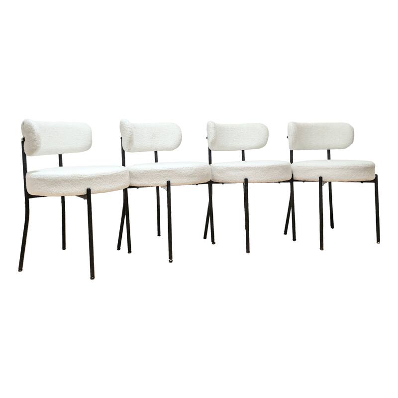 Mid-Century Modern Dining Chairs set, Curved Backrest