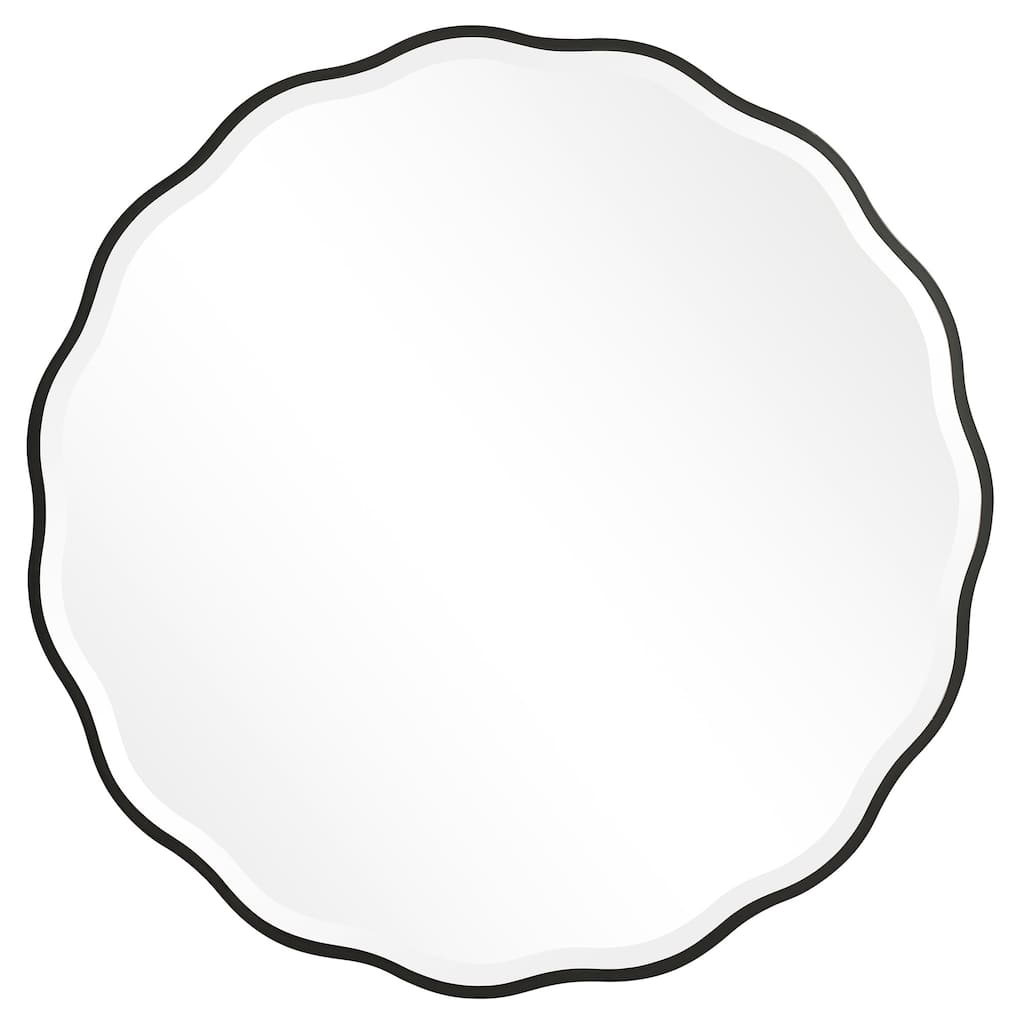 42" Satin Black Round Home Decor Furniture Uttermost Aneta Wood Mirror