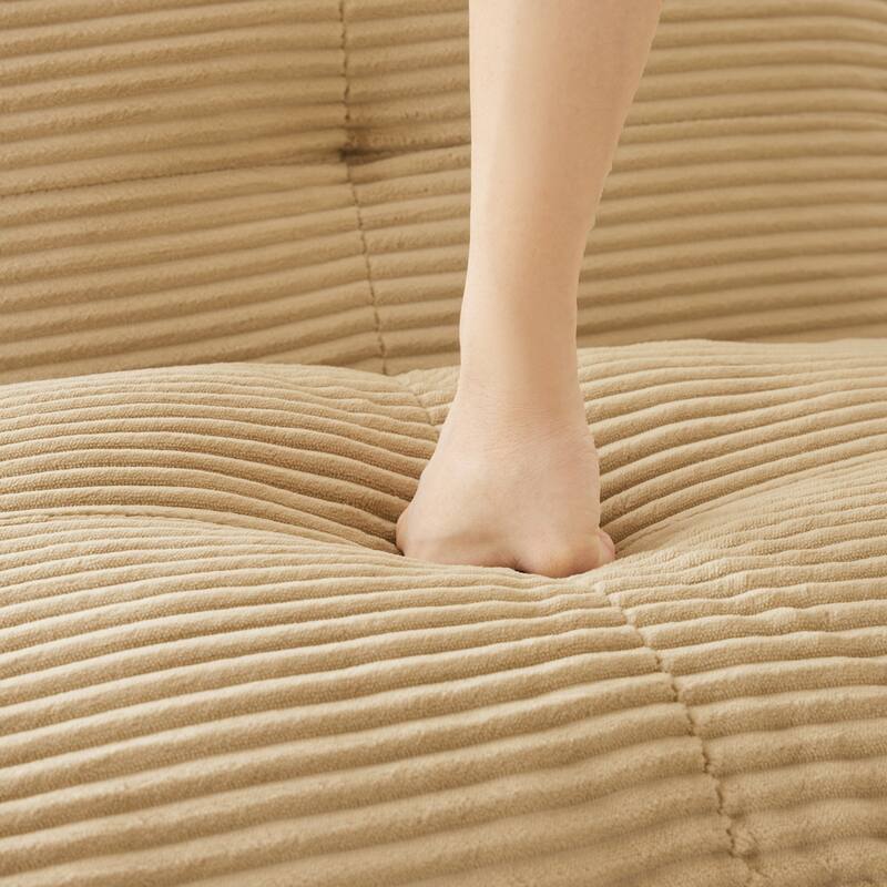 116.1" Corduroy Sectional Sofa with Movable Ottoman