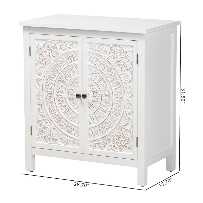 Yelena Classic and Traditional White Finished Wood 2-Door Storage Cabinet