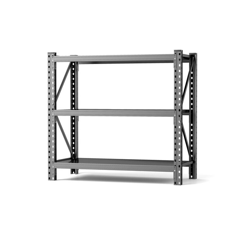 3-Tier Industrial Shelving Rack - 47in, Heavy Duty Steel Shelving Unit Adjustable, 51.2" W*23.6" D*47.3"H, Black, Requires Assem