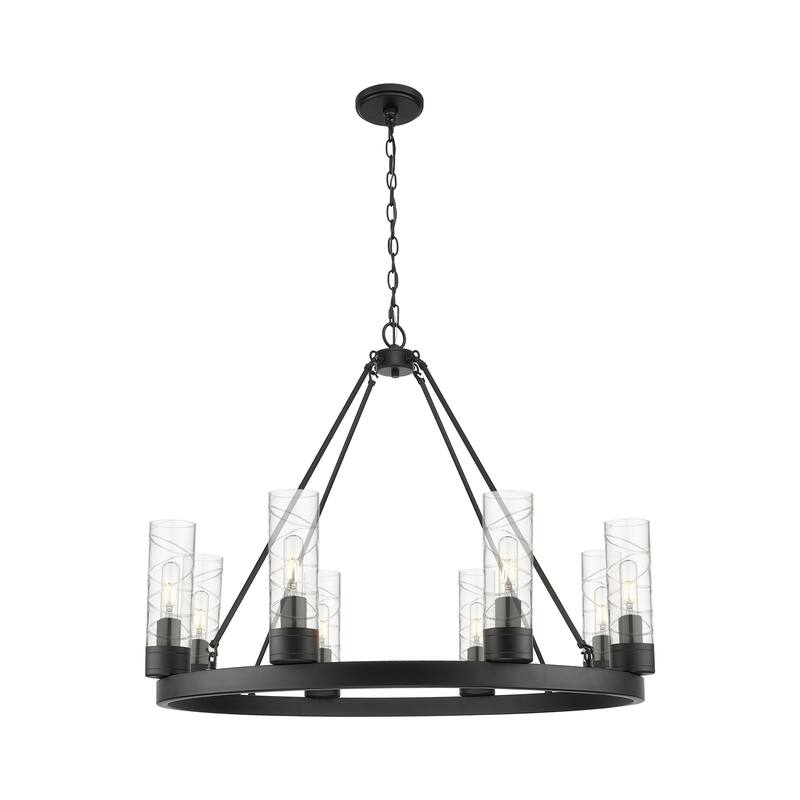 Innovations Lighting Downtown Urban - Boreas - 6 Light 36" Chandelier with 8" Shades - Deco Swirl/Matte Black
