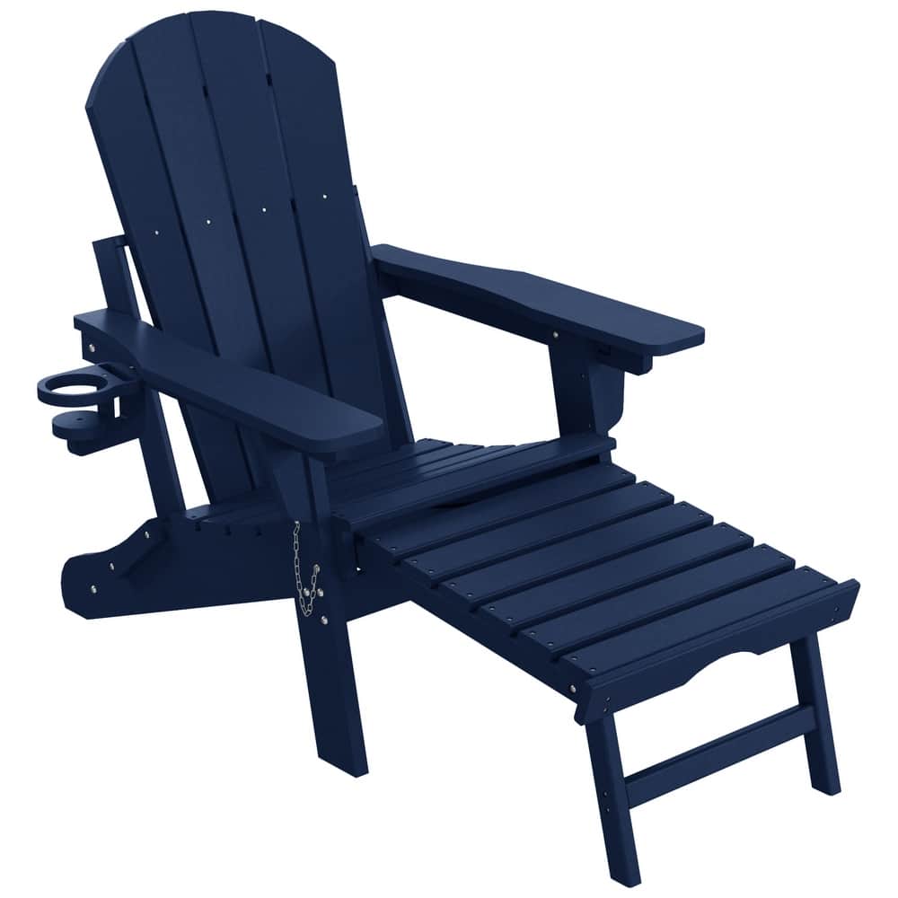 Laguna Outdoor Folding Adjustable Adirondack Chair with Cup Holder & Hideaway Ottoman