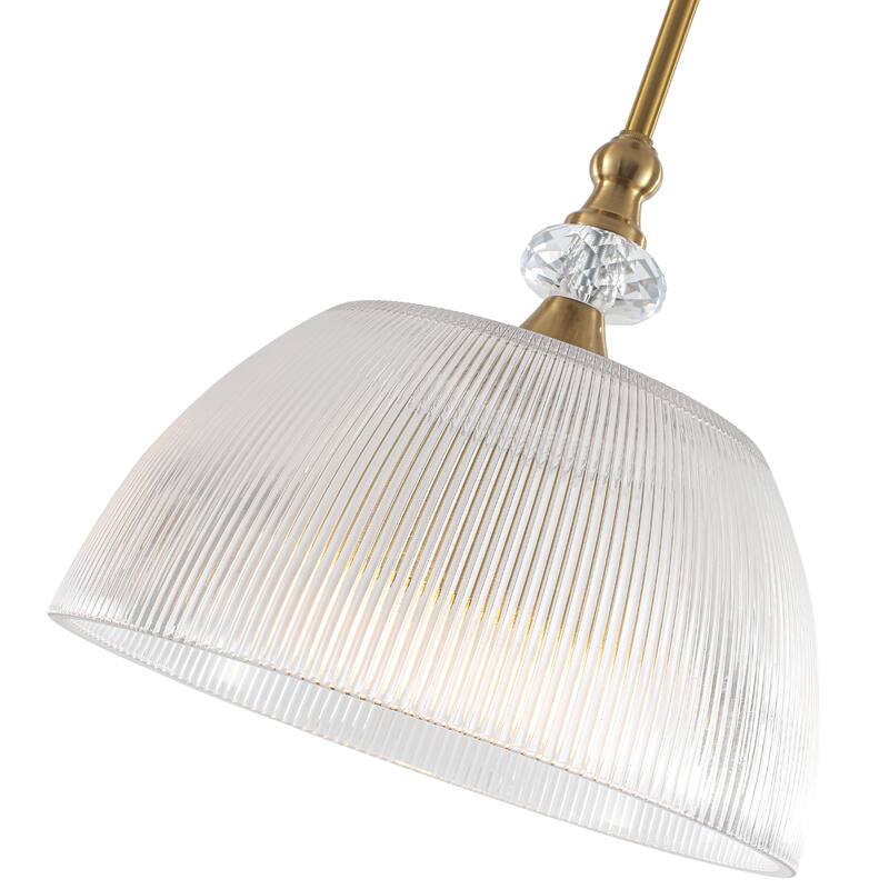 1-Light Modern Pendant Light with Ribbed Dome Shade - Brushed Gold