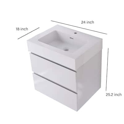 Floating Bathroom Vanity with Solid Surface Top