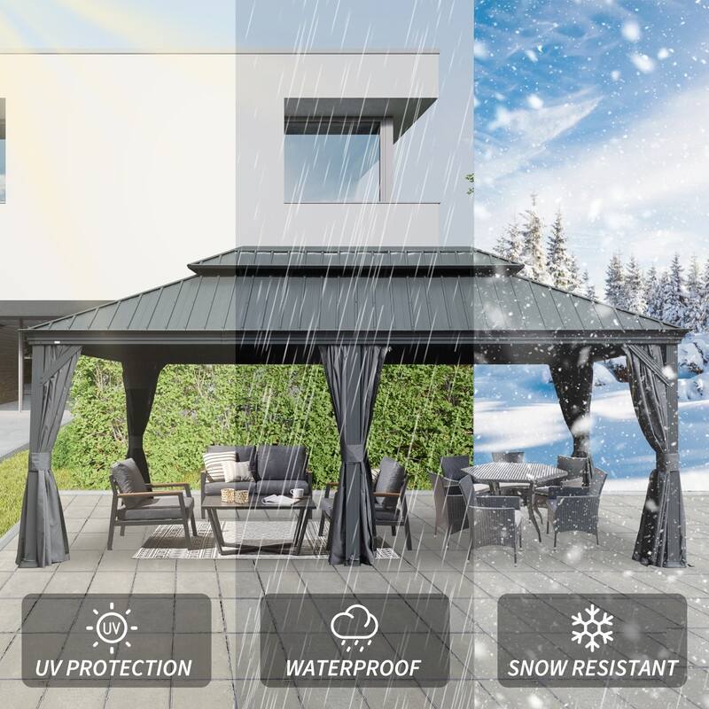 Domi Hardtop Gazebo with Galvanized Steel Double Roof and Aluminum Frame