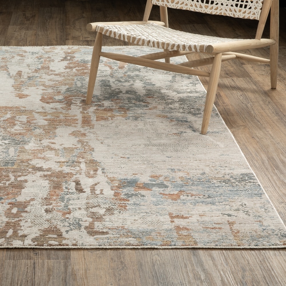 Sienna Distressed Abstract Beige/ Rust Area Rug