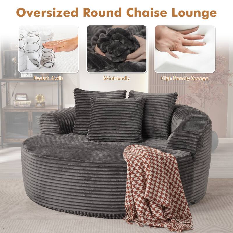 XIZZI Modern Round Plush Lounge Sofa with Cushions