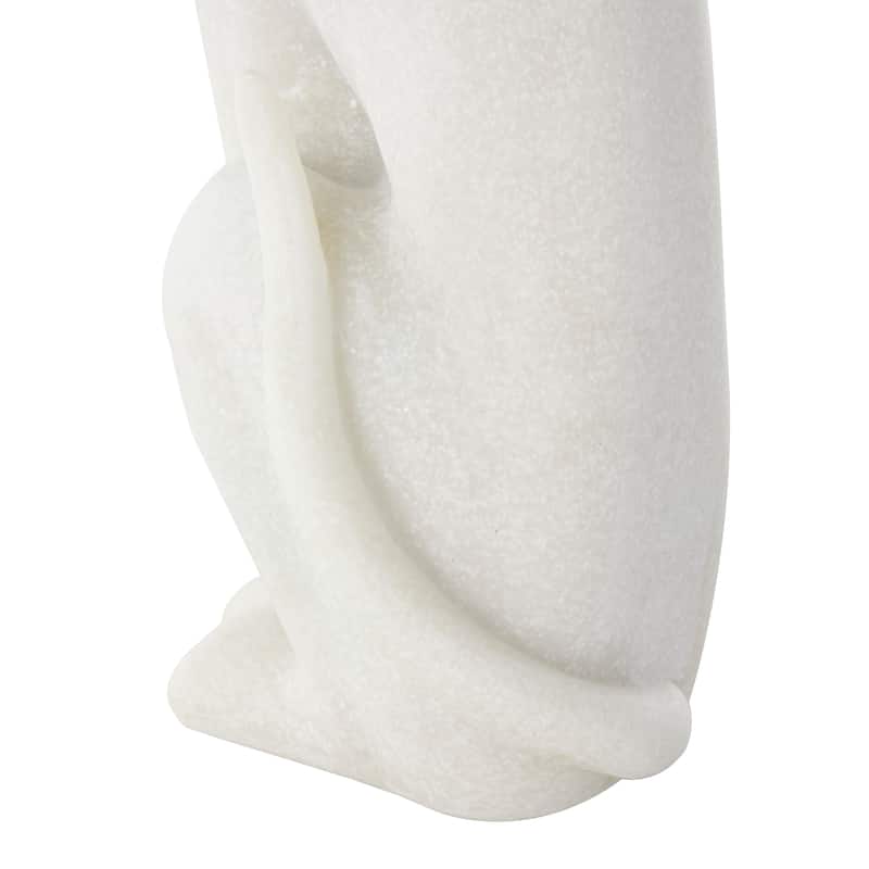 Cream Polystone Sitting Dog Decorative Sculpture with Gold Collar