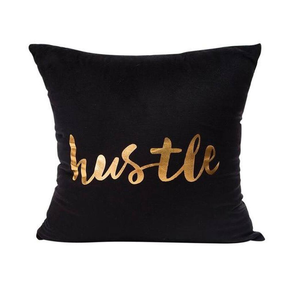 Black Bronzing Gold Foil Print Throw Pillow Case