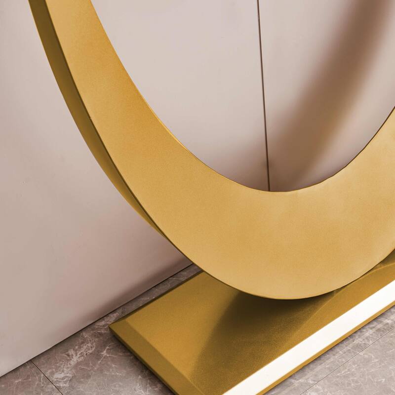 Modern Console Table, Exquisite Shape Design, Metal Frame with Adjustable Foot Pads