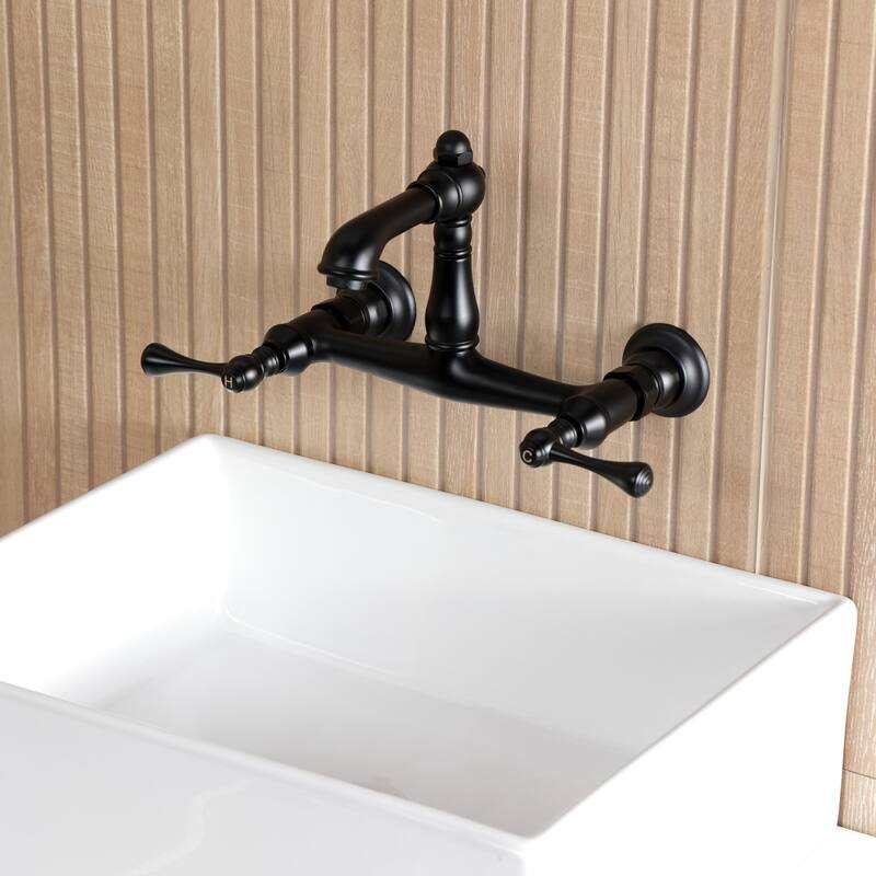 Kingston Brass English Country Two-Handle 2-Hole Wall Mount Bathroom Faucet